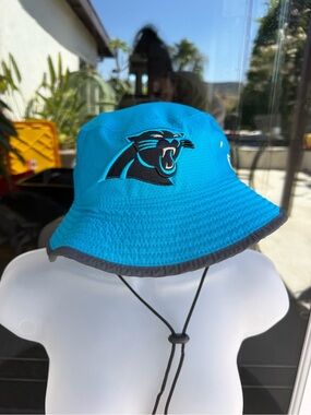 Carolina Panthers Teal Bucket Hat with Chin Strap